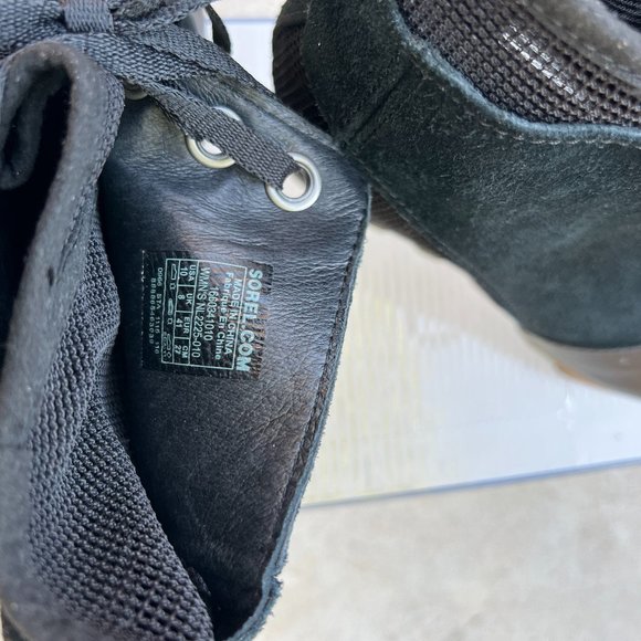 Sorel Suede Leather Open Toe Joanie Mesh Wedges- Color Black- Size 10M - Picture 5 of 5